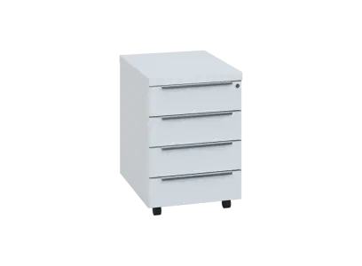 SIKZ - 01 kontejner pojízdný, 4-zásuvkový, deska 18 mm, zámek na první zásuvce, bílá